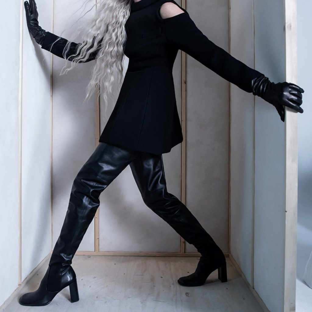 Zara Atelier Limited Edition Thigh High Leather Heeled Boots